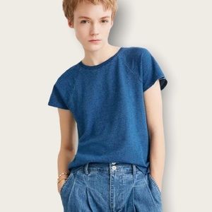 Madewell Flare-Sleeve Raglan Tee in Indigo Dot